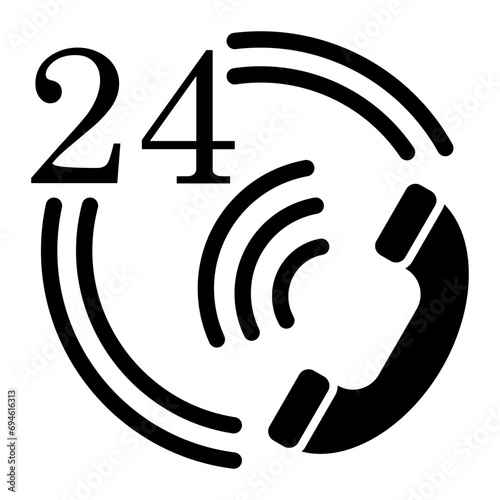 24 hour customer phone service flat icon