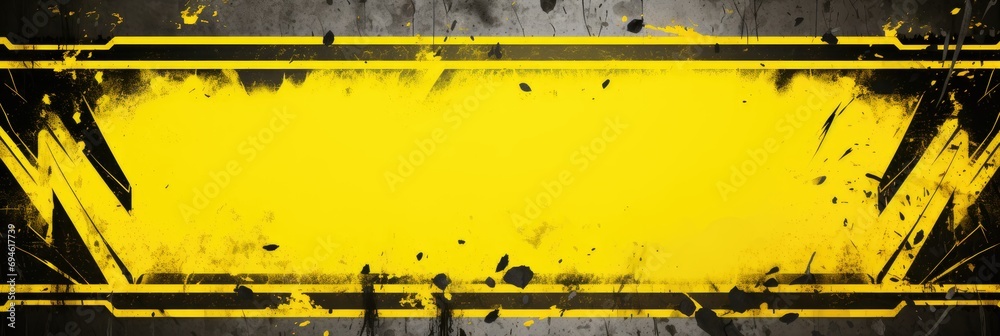Concept Graphic Novel Border Cartoon Background Texture Style in the Colors: Neon Yellow and Black - Hand Drawn Rough Sketch Like Aesthetic Lands Wallpaper created with Generative AI Technology - obrazy, fototapety, plakaty 