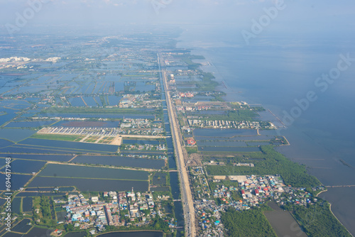 Aerial photography Aerial landscape of the vast city of Samut Prakan  Thailand. Aerial photography. Top view  beauty of the city