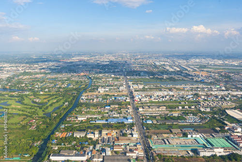 Aerial photography Aerial landscape of the vast city of Samut Prakan  Thailand. Aerial photography. Top view  beauty of the city