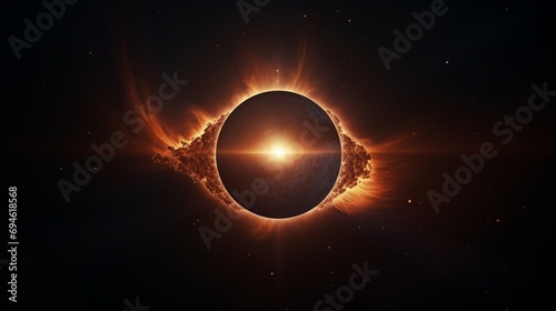 total solar eclipse 2024 sun moon landscape generative art photo