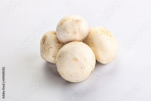 Natural organic ripe champignon mushrooms