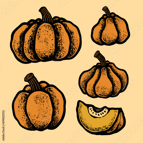 Hand Drawn Illustration Rough Pumpkin