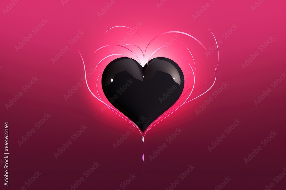 a black heart with red hearts on pink backgroud . AI generative