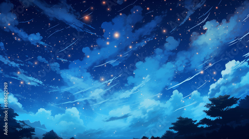 background with stars, Anime illustration of a night sky
