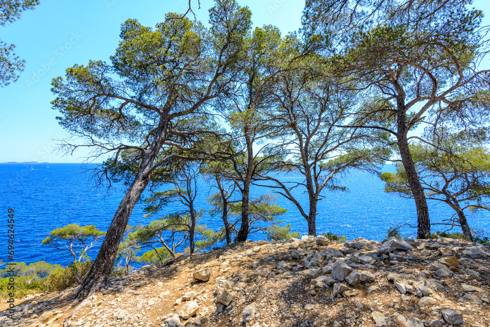 Creek and beach at Bandol village in France Creek and beach at Bandol village in France