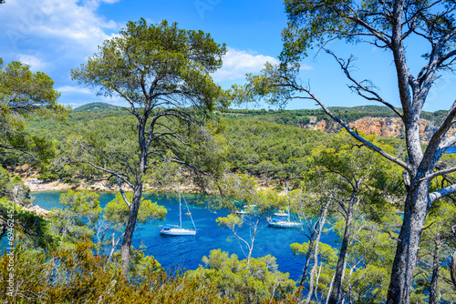 Creek and beach at Bandol village in France