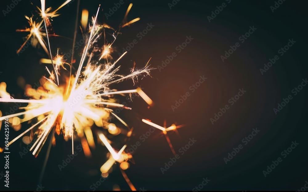 Obraz premium nighttime burning fireworks and blur lights,new year's day,background for banner greeting card