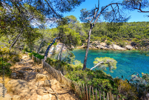 Creek and beach at Bandol village in France