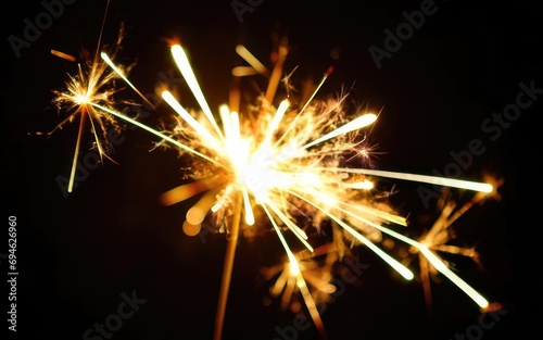 nighttime burning fireworks and blur lights new year s day background for banner greeting card