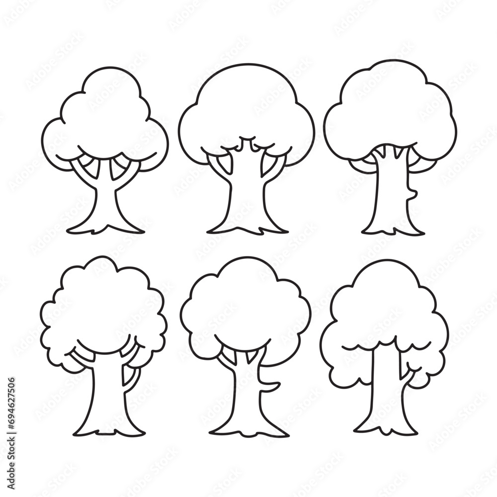 Isolated Pine on the white background. Pine silhouettes. Tree hand drawn. Vector EPS 10. Isolated Pine on the white background. Pine silhouettes. Tree hand drawn. Vector EPS 10.