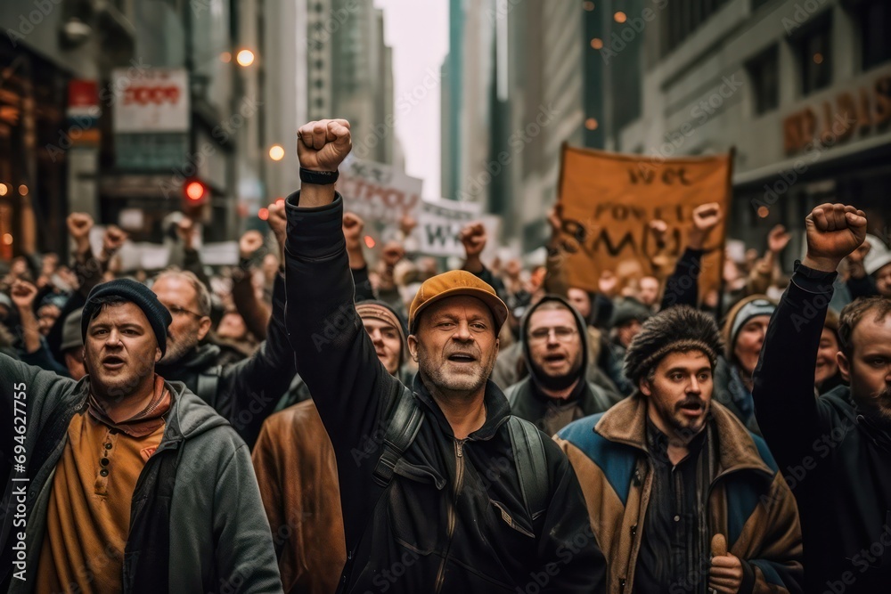 Protesters or union, gatherings, rallies. - obrazy, fototapety, plakaty 