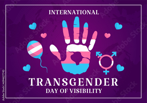 International Transgender Day of Visibility Vector Illustration on March 31 with Transgenders Pride Flags and Symbol in Celebration Flat Background