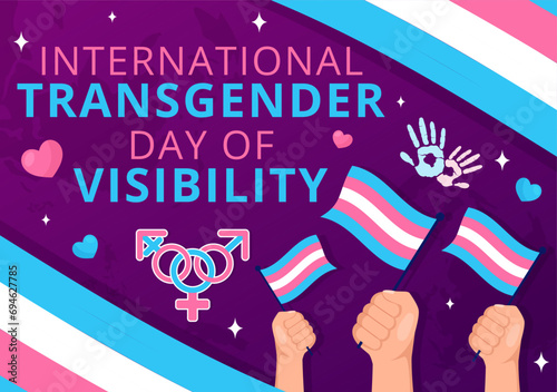 International Transgender Day of Visibility Vector Illustration on March 31 with Transgenders Pride Flags and Symbol in Celebration Flat Background