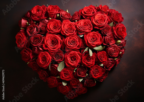 Red roses forming a large heart, Valentin's Day, weddings, I love you