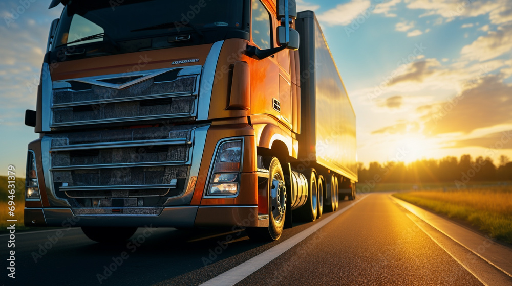 Extreme close up of a truck driving down a highway at sunny day Extreme close up of a truck driving down a highway at sunny day