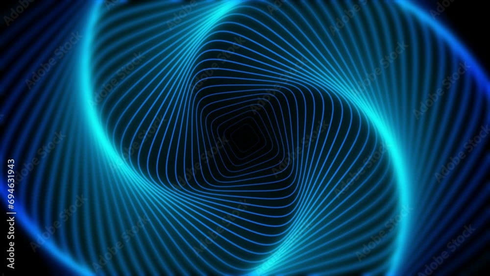 Abstract round square blue waves motion video background