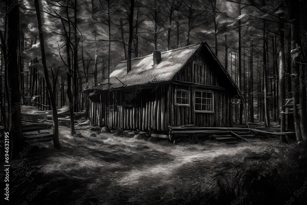 abandoned house in the woods