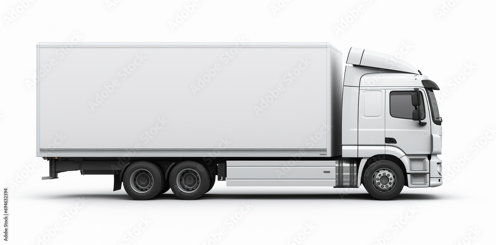 White truck tractor trailer copy space