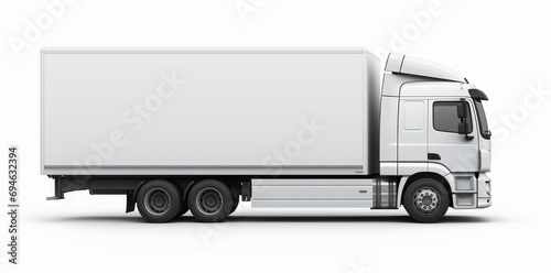 White truck tractor trailer copy space