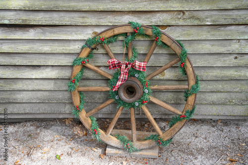 old wagon wheel rustic christmas decor