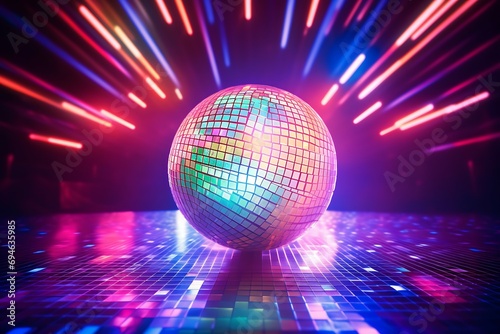 Arcane magic Disco Ball in a disco club. 80s style