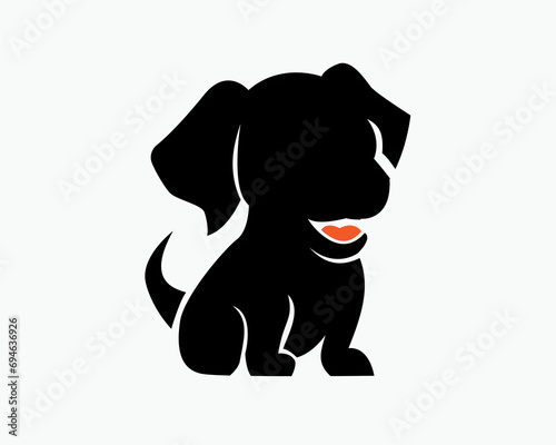 black silhouette sit dog logo design template illustration inspiration