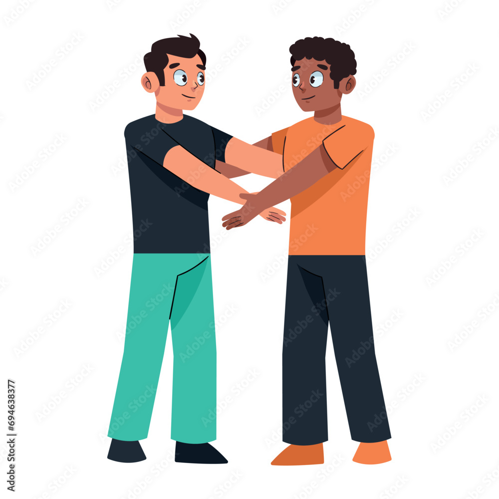 hugging day men character hugging day men character