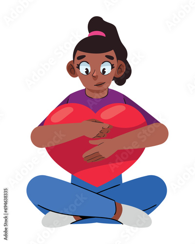 hugging day girl with heart