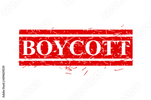 boycott, simple vector dirty grunge, red rectangle vector rubber stamp effect