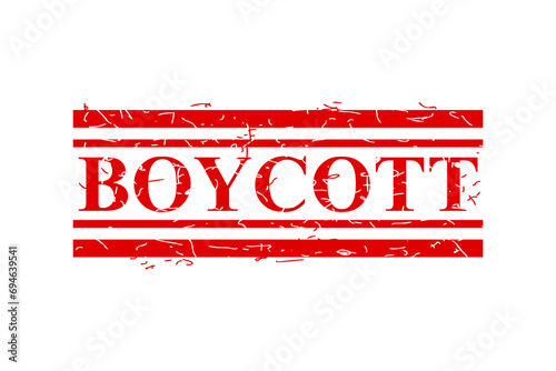boycott, simple vector dirty grunge, red rectangle vector rubber stamp effect