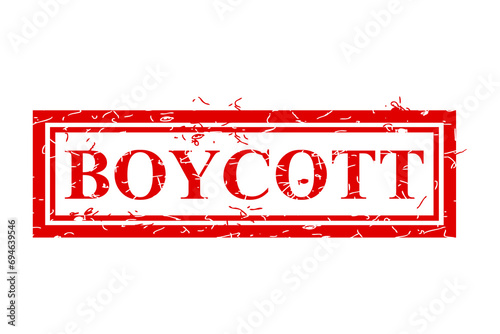 boycott, simple vector dirty grunge, red rectangle vector rubber stamp effect