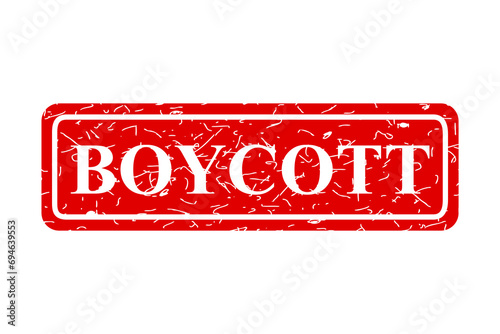 boycott, simple vector dirty grunge, red rectangle vector rubber stamp effect
