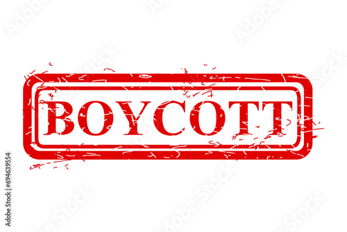 boycott, simple vector dirty grunge, red rectangle vector rubber stamp effect