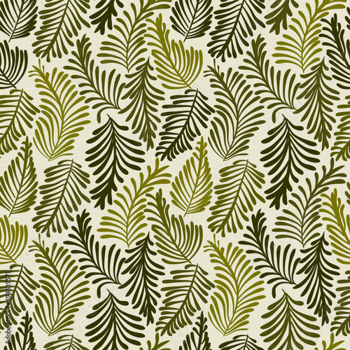 Stylized fern leaves seamless pattern, vector template