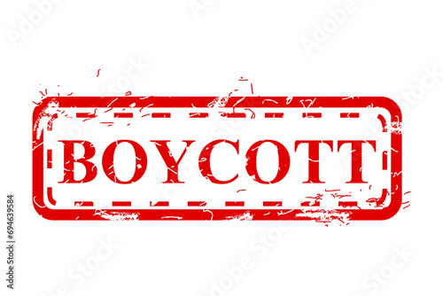 boycott, simple vector dirty grunge, red rectangle vector rubber stamp effect