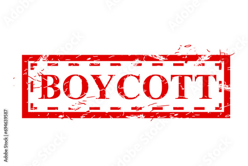 boycott, simple vector dirty grunge, red rectangle vector rubber stamp effect