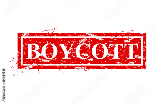 boycott, simple vector dirty grunge, red rectangle vector rubber stamp effect