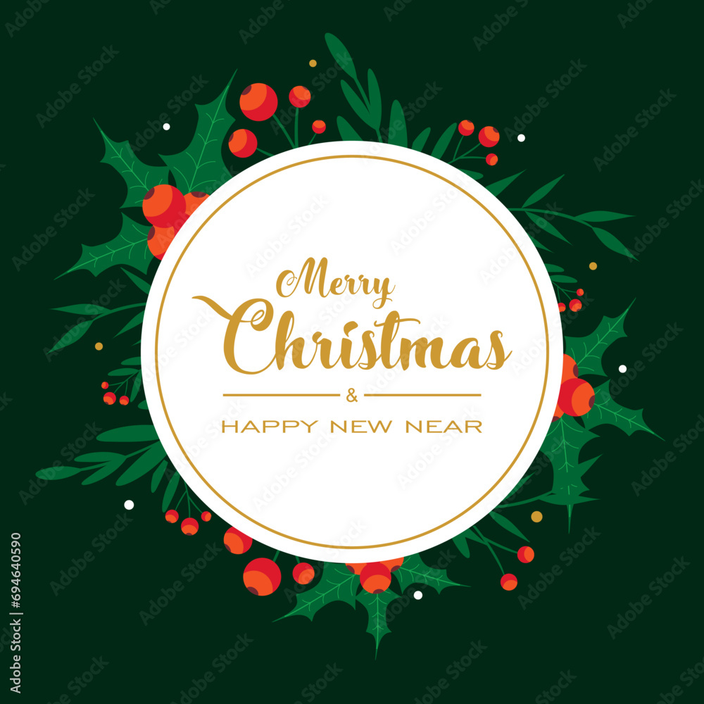 Christmas and Happy New Year Floral Card templates 2023