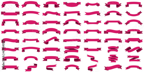 Ribbon banner set. Ribbons collection. pink ribbons.Flat vector ribbons banners isolated background. Set ribbons or banners. vector pink ribbon
