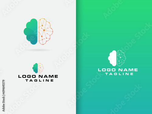 Tech Brain logo design. Brain logo design. Brain vector. Dopamine. Human. Business. Colorful template. Doctor. Technology. Premium design