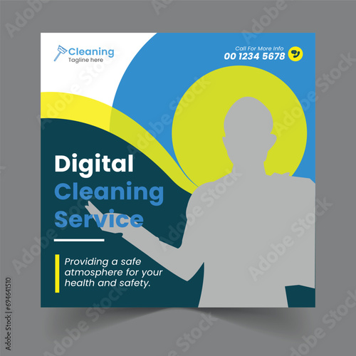 Vector reliable cleaning service social media post and web banner design template