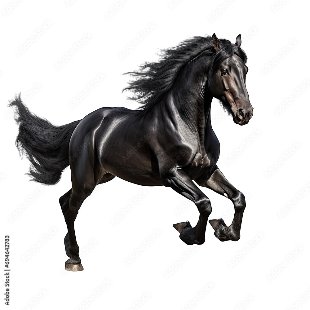 Black horse on transparent background