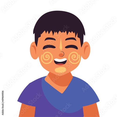 myanmar boy with thanaka