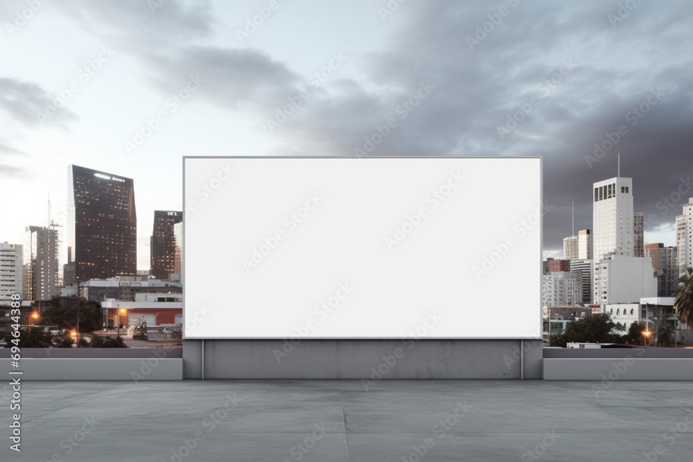 A city skyline with a billboard prominently placed, providing a modern canvas for your creative content. A city skyline with a billboard prominently placed, providing a modern canvas for your creative content.