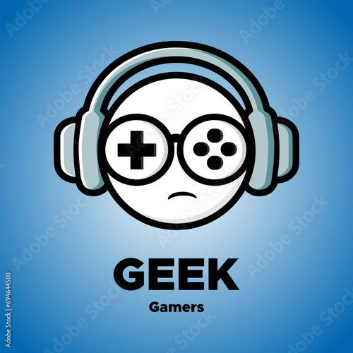 Cute character design of a geek gamers