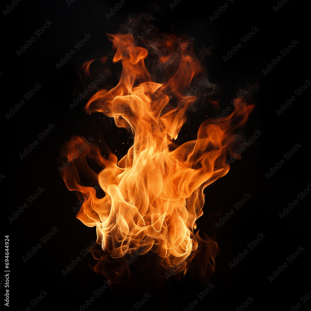 Fototapeta premium Fire Flames on Black Background
