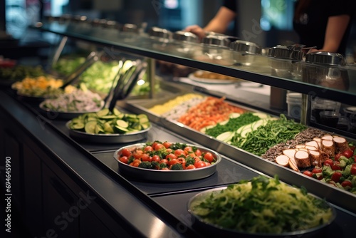 Self-service salad bar. Generative AI. photo