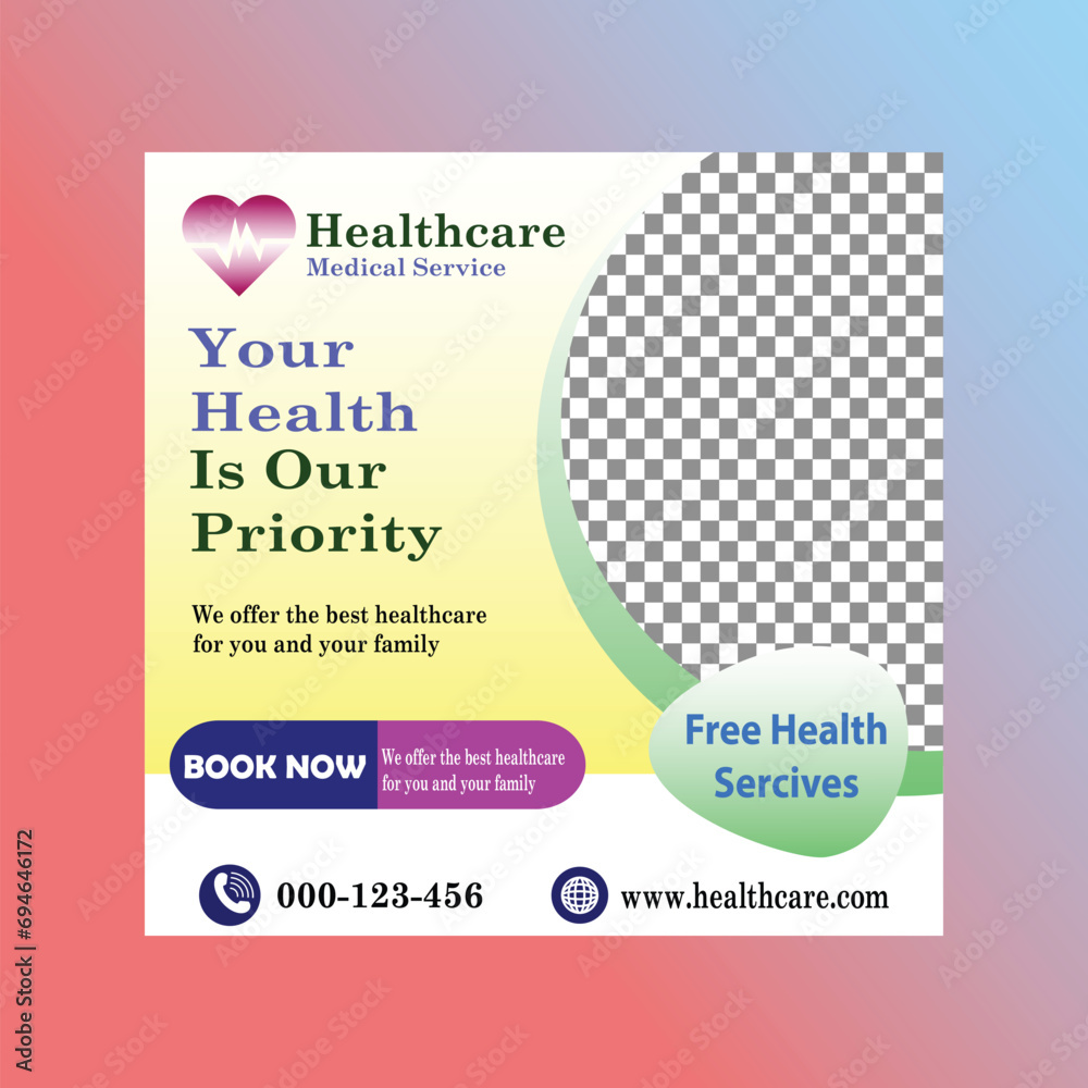 Medical social media post design template. Medical social media post design template.