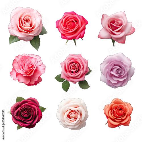 Set of roses on a white background